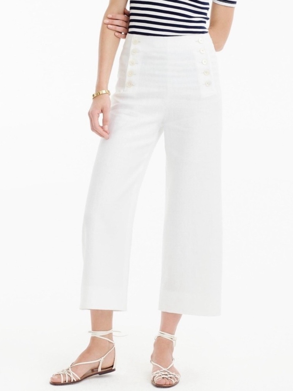 J. Crew Peyton linen sailor pant size 4 women’s wide leg and cropped - Picture 2 of 7
